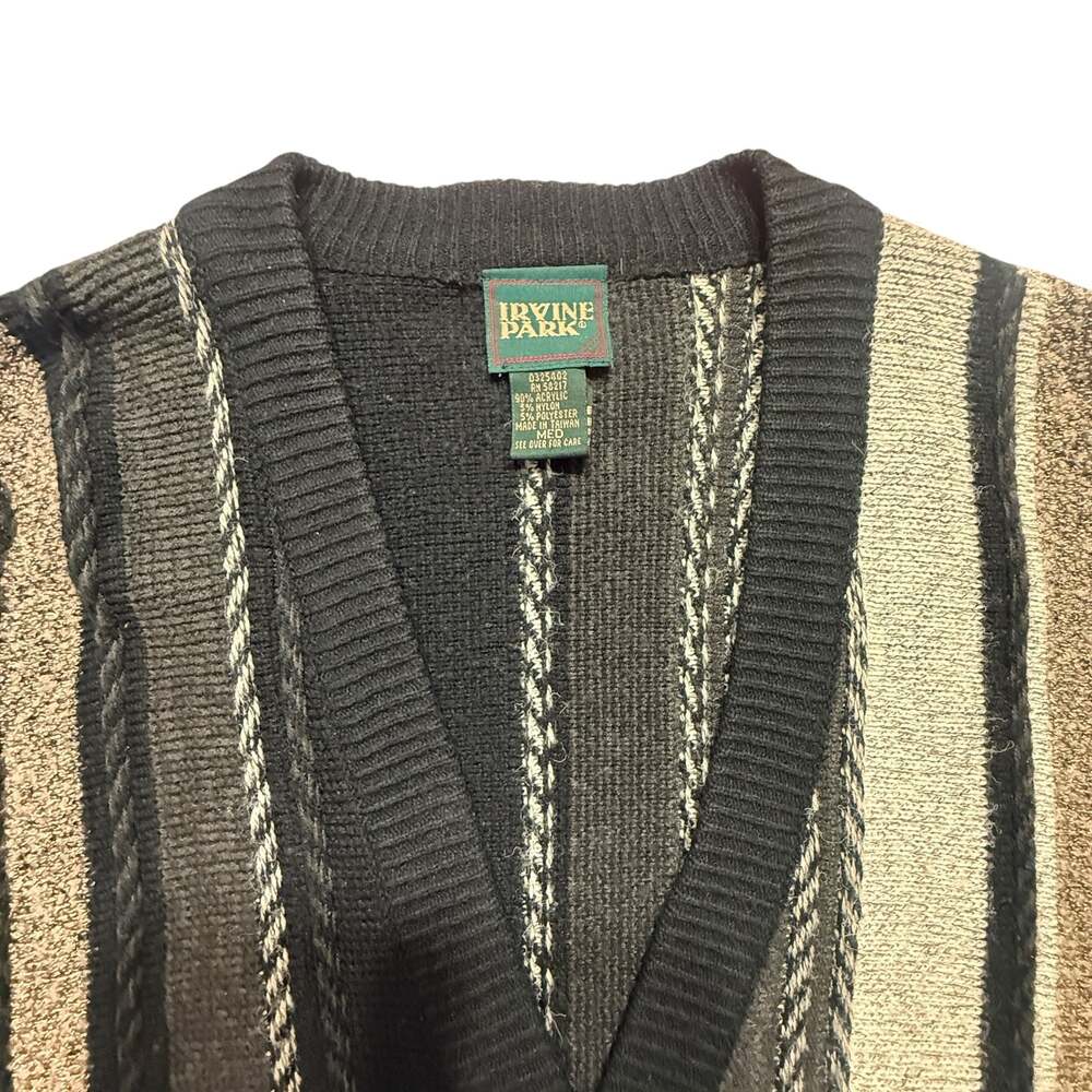 Irvine Park Vintage Medium Vertical Stripe Cable Knit Cardigan Sweater - Picture 2 of 6